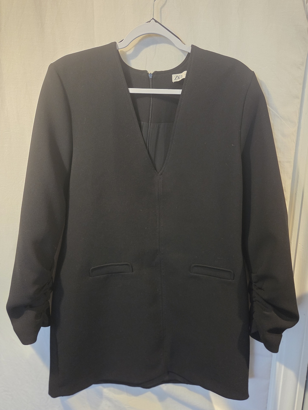 Zara Black V-Neck Tailored Blazer Jacket